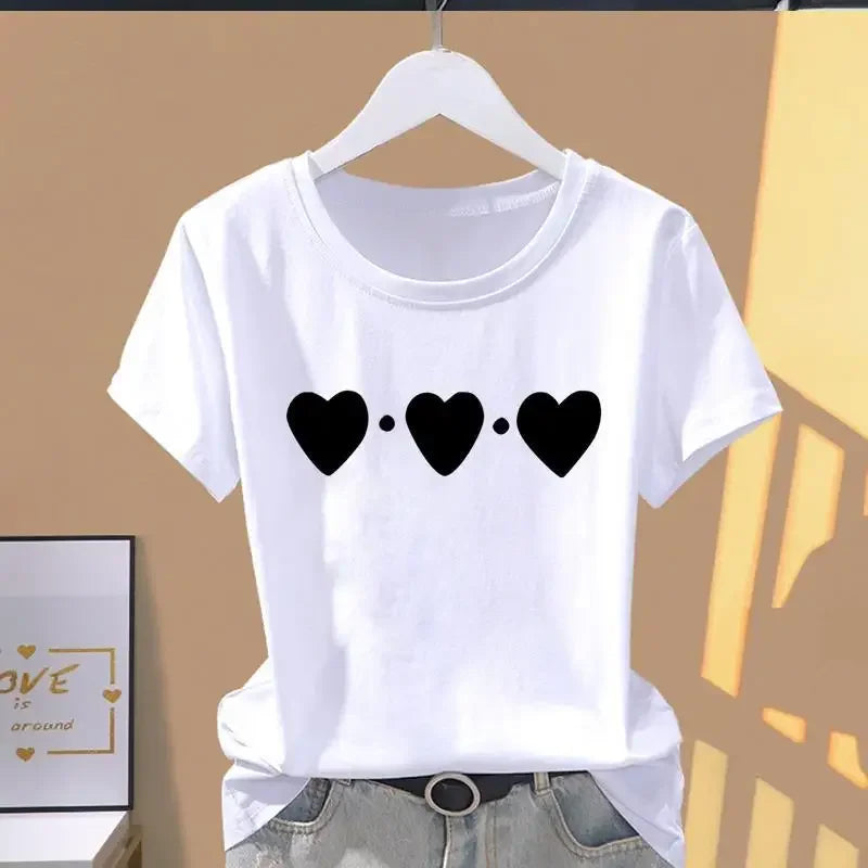 Women Print Floral Casual Explosive Short Sleeve T-shirt Graphic Tshirts.