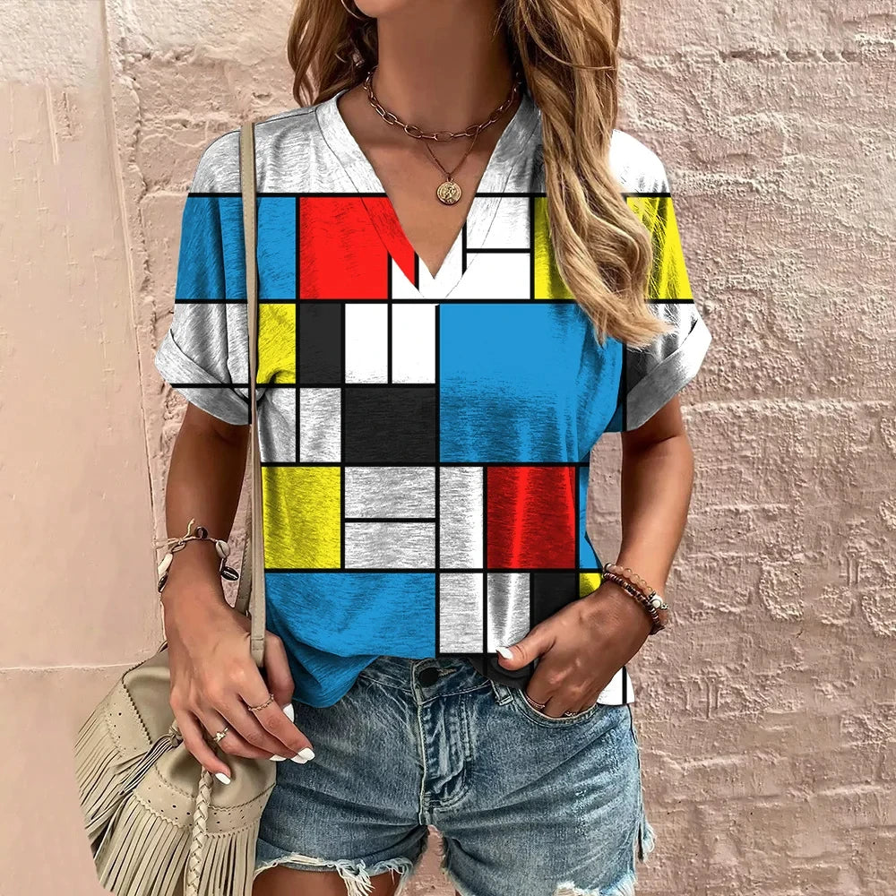 Vintage T Shirt For Women V-Neck