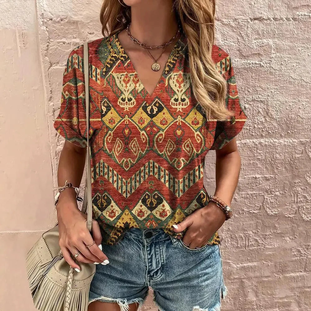 Vintage T Shirt For Women V-Neck