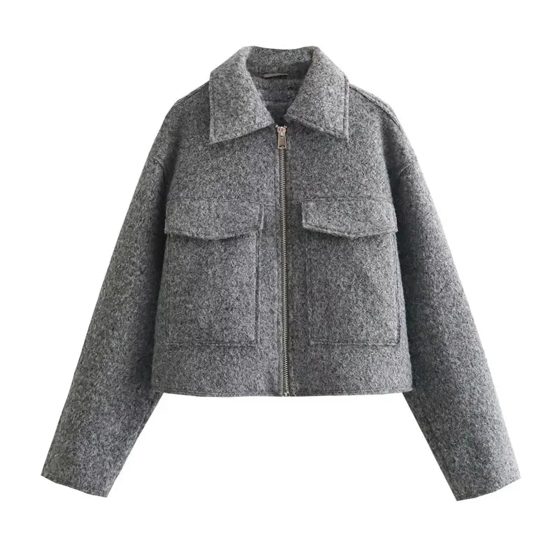 Winter Cropped Jacket for Women Short Coat Tweed Jacket.