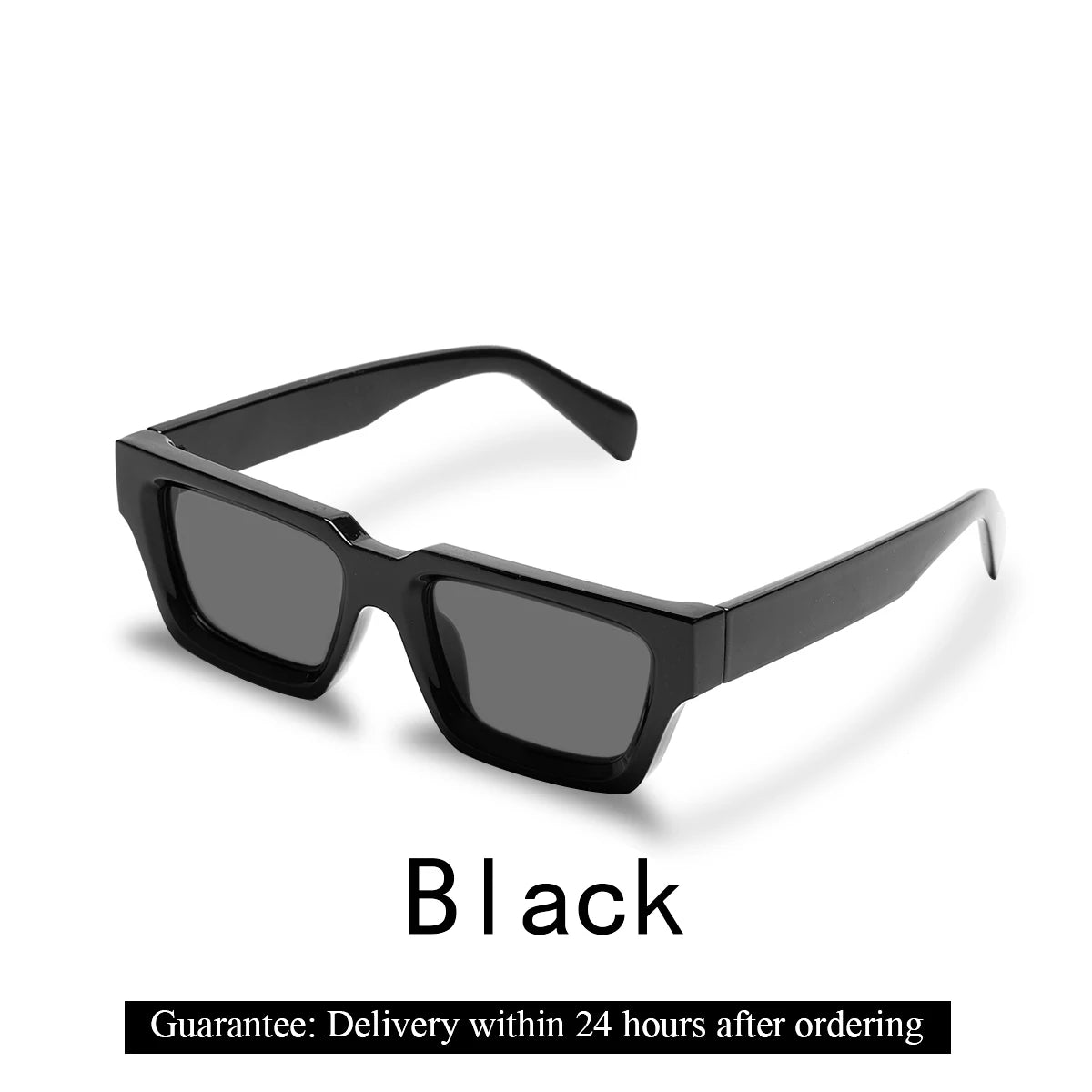 black small rectangular thick frame sunglasses