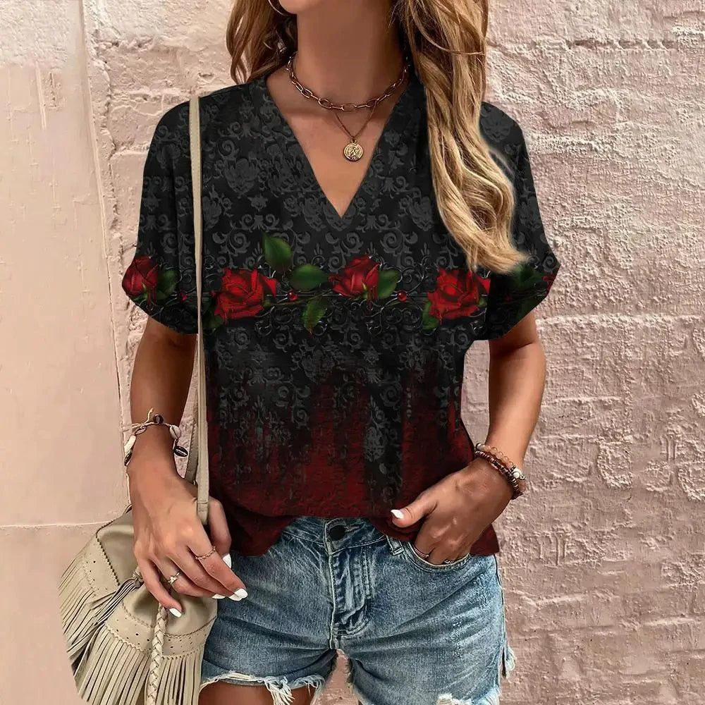 Vintage T Shirt For Women V-Neck