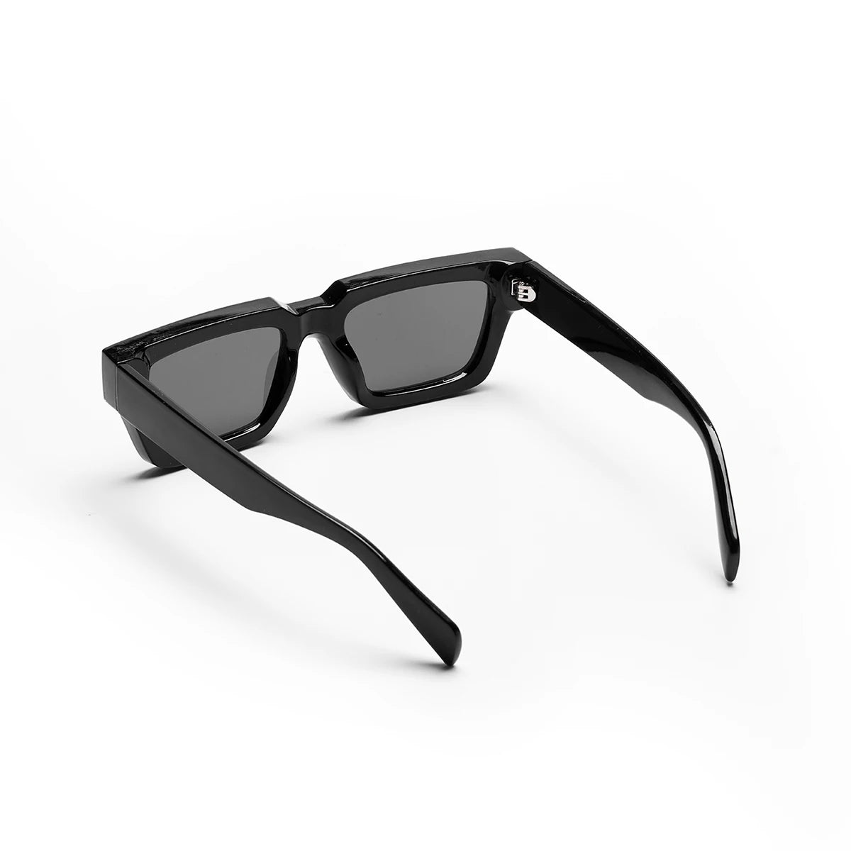 black small rectangular thick frame sunglasses