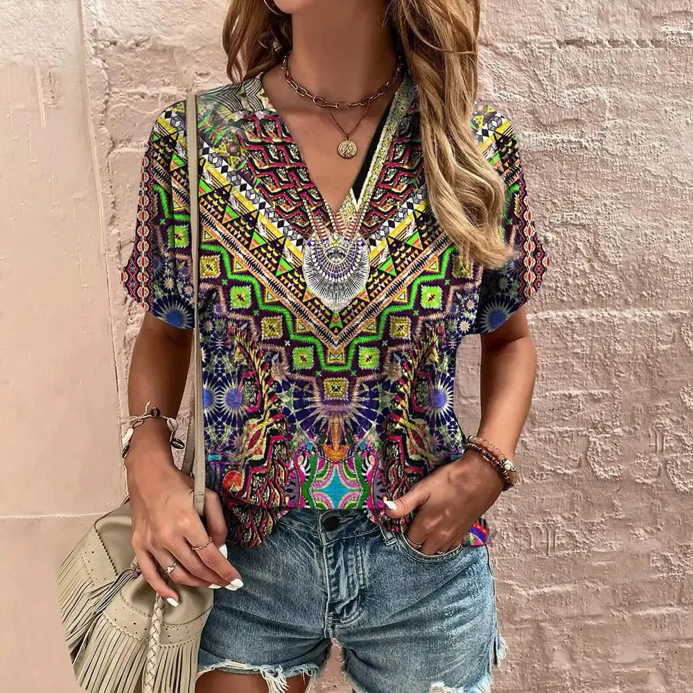 Vintage T Shirt For Women V-Neck
