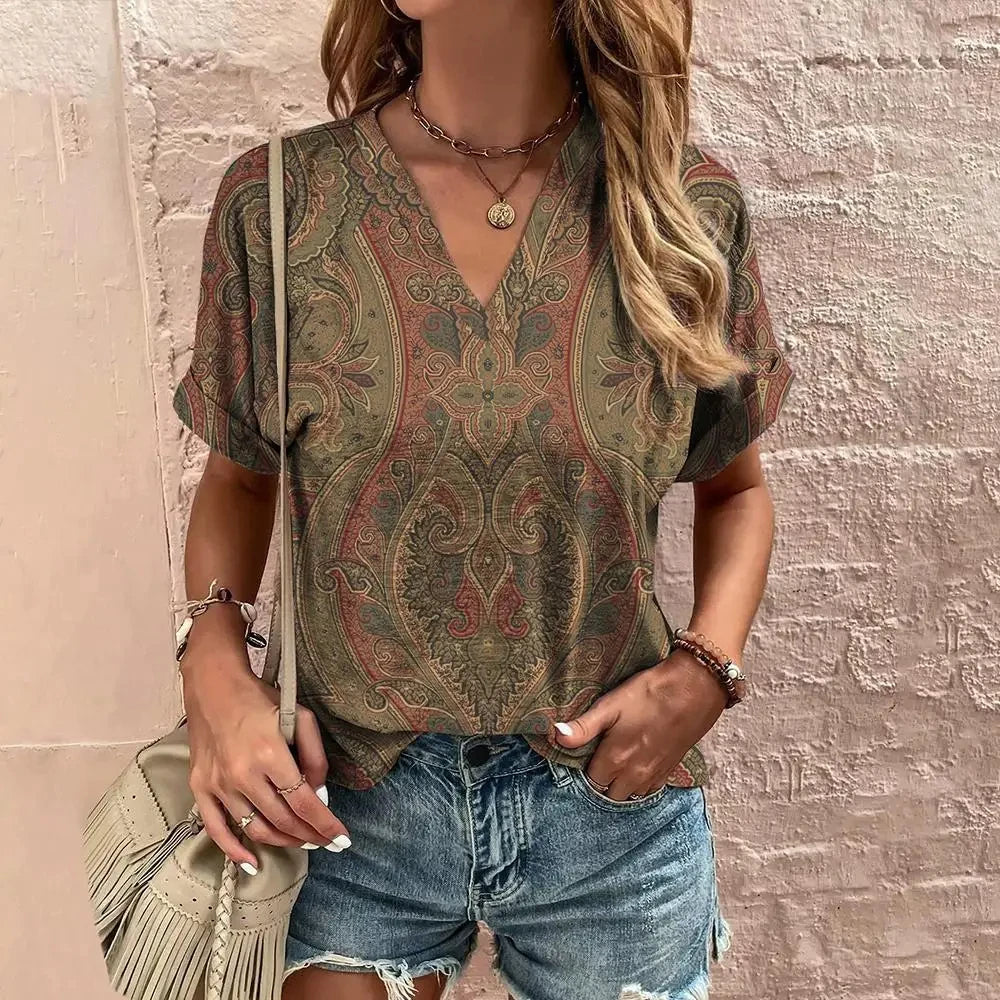 Vintage T Shirt For Women V-Neck
