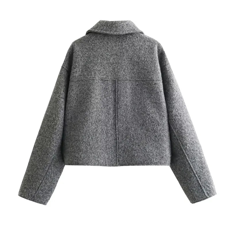 Winter Cropped Jacket for Women Short Coat Tweed Jacket.