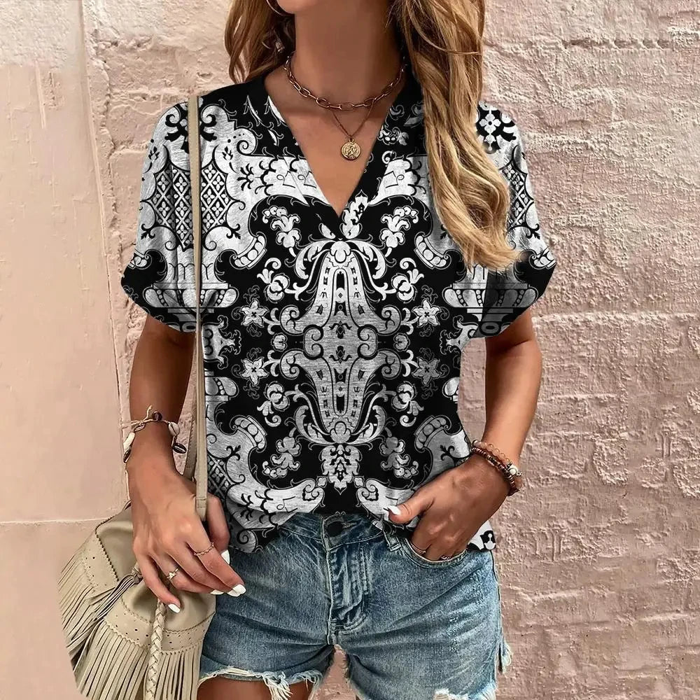 Vintage T Shirt For Women V-Neck