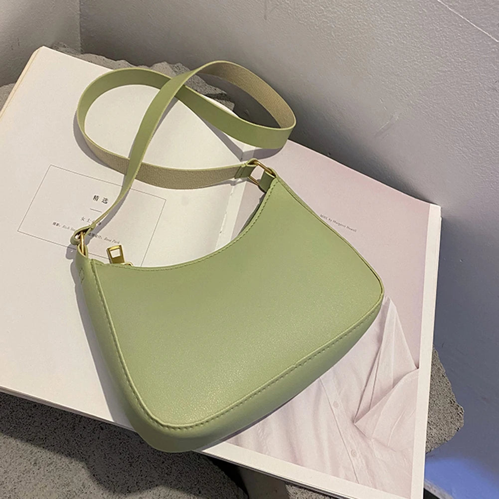 Handbags Retro Solid Color PU Leather Shoulder Underarm Bag