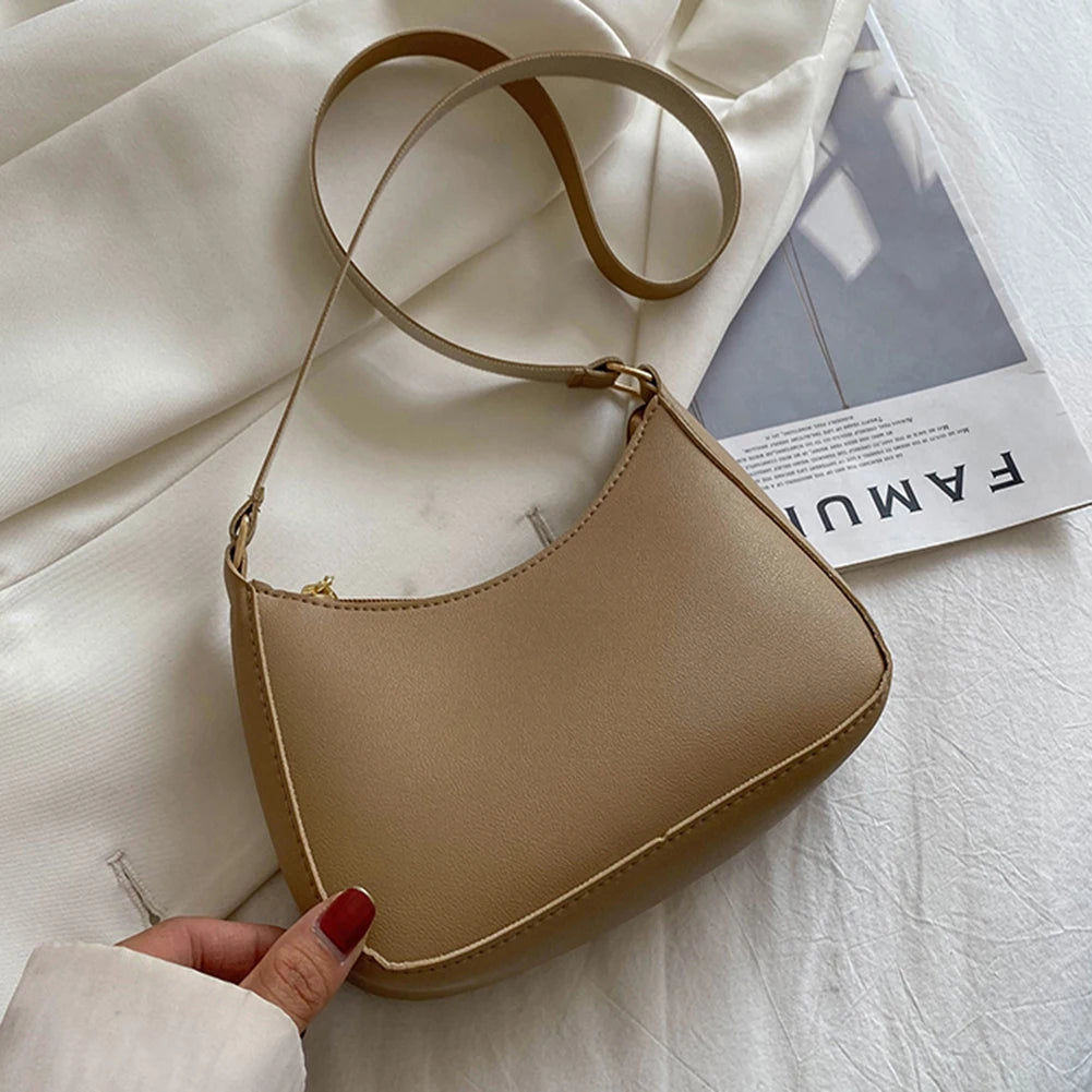Handbags Retro Solid Color PU Leather Shoulder Underarm Bag