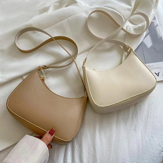 Handbags Retro Solid Color PU Leather Shoulder Underarm Bag