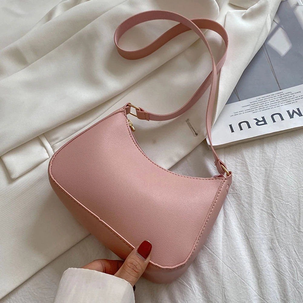 Handbags Retro Solid Color PU Leather Shoulder Underarm Bag