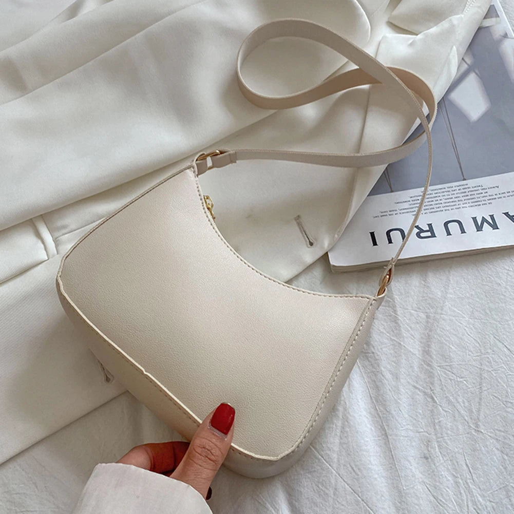 Handbags Retro Solid Color PU Leather Shoulder Underarm Bag