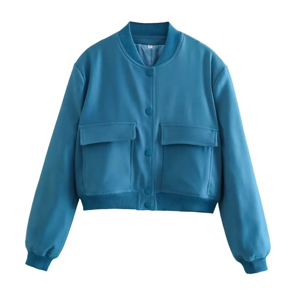 Bomber Jacket Coats Vintage Long Sleeve Front Button Casual.