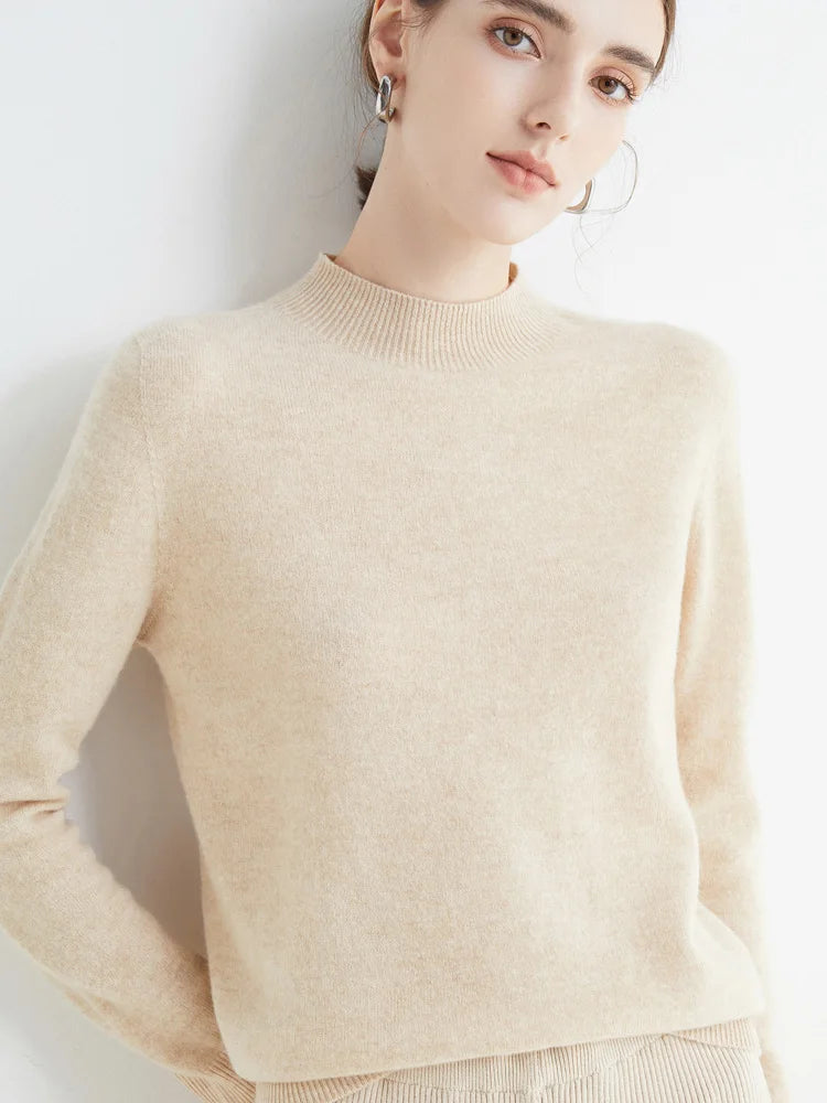 Winter Solid Mock-neck Pullover