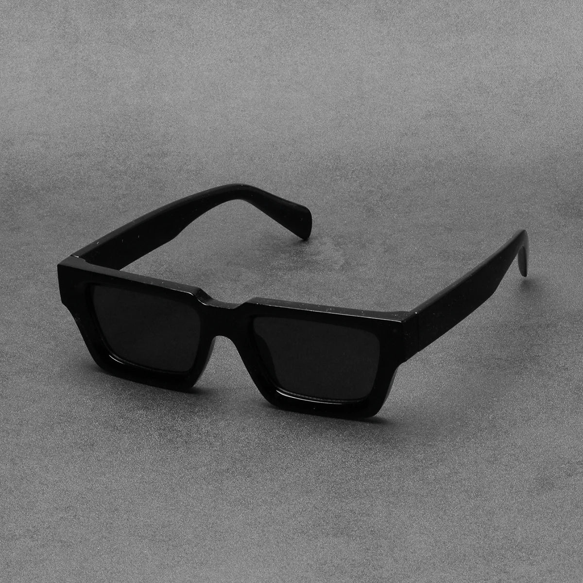 black small rectangular thick frame sunglasses