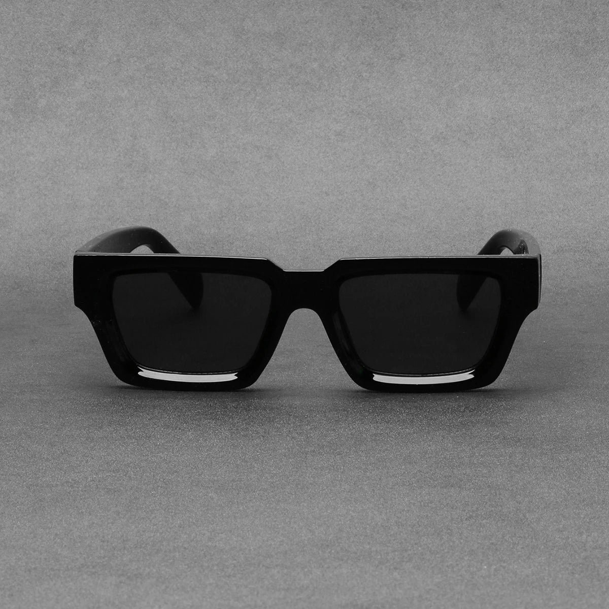 black small rectangular thick frame sunglasses