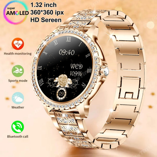New Gold Luxury Smart Watch 1.32Inch HD Screen Custom Dial Heart Rate Voice Call Smart watch