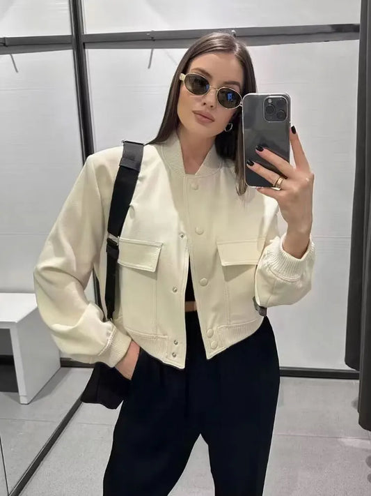 Bomber Jacket Coats Vintage Long Sleeve Front Button Casual.