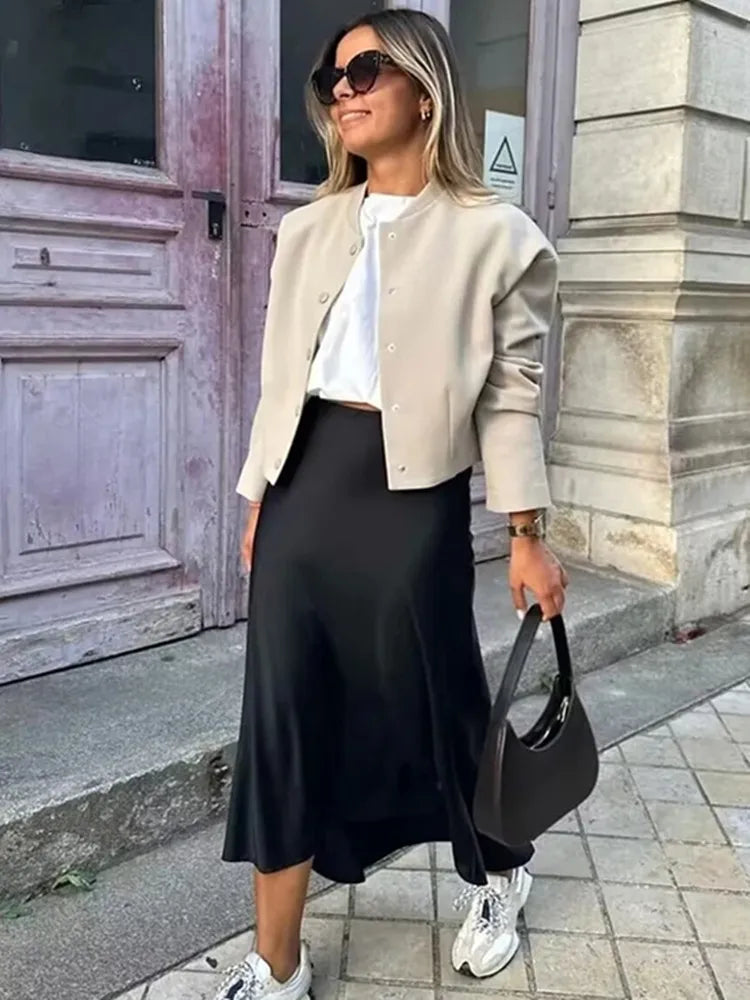 TRAF Woman Satin Skirt.