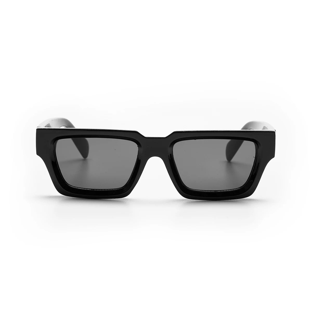 black small rectangular thick frame sunglasses