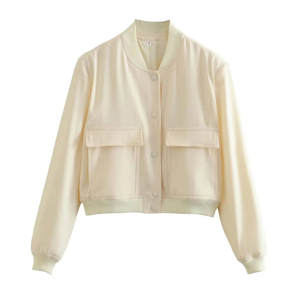 Bomber Jacket Coats Vintage Long Sleeve Front Button Casual.